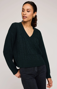 Gentle Fawn Marcie Cable Knit Sweater in Winter Green