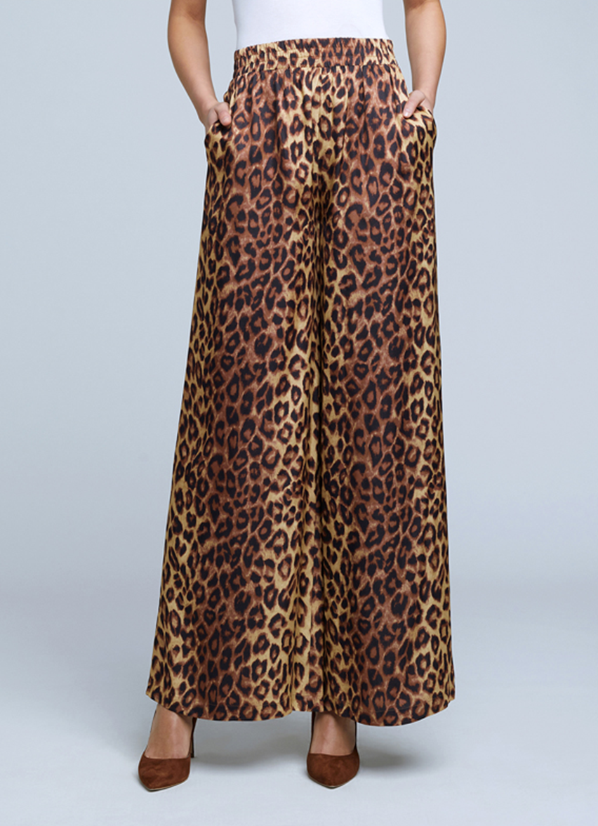L'AGENCE Lillian Wide Leg Pant in Dark Large Cheetah