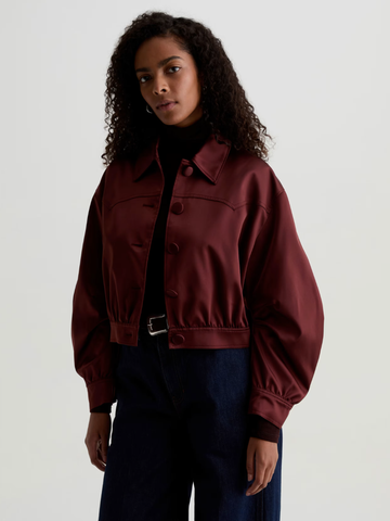 AG Tana Western Yoke Bomber Jacket in Cranberry