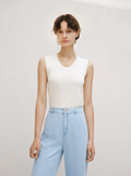 Meilleur Moment Round Neck Tank Top in Plain White