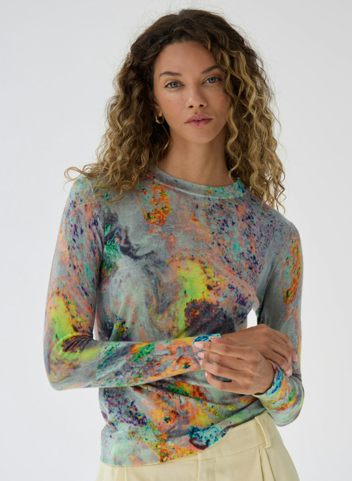 autumn cashmere Galaxy Print Crew in Neutral Combo