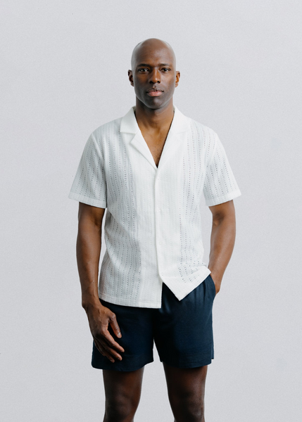 Champlain Poolside Camp Collar SS Shirt - White