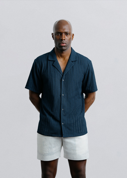 Champlain Poolside Camp Collar SS Shirt - Navy