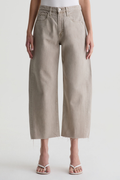 AG Hattie Crop high-rise barrel jean in Sulfur Light Taupe