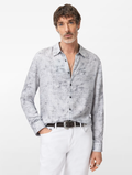 John Varvatos LUCA LS Button Placket Regular Fit Shirt - Smoked Pearl Grey