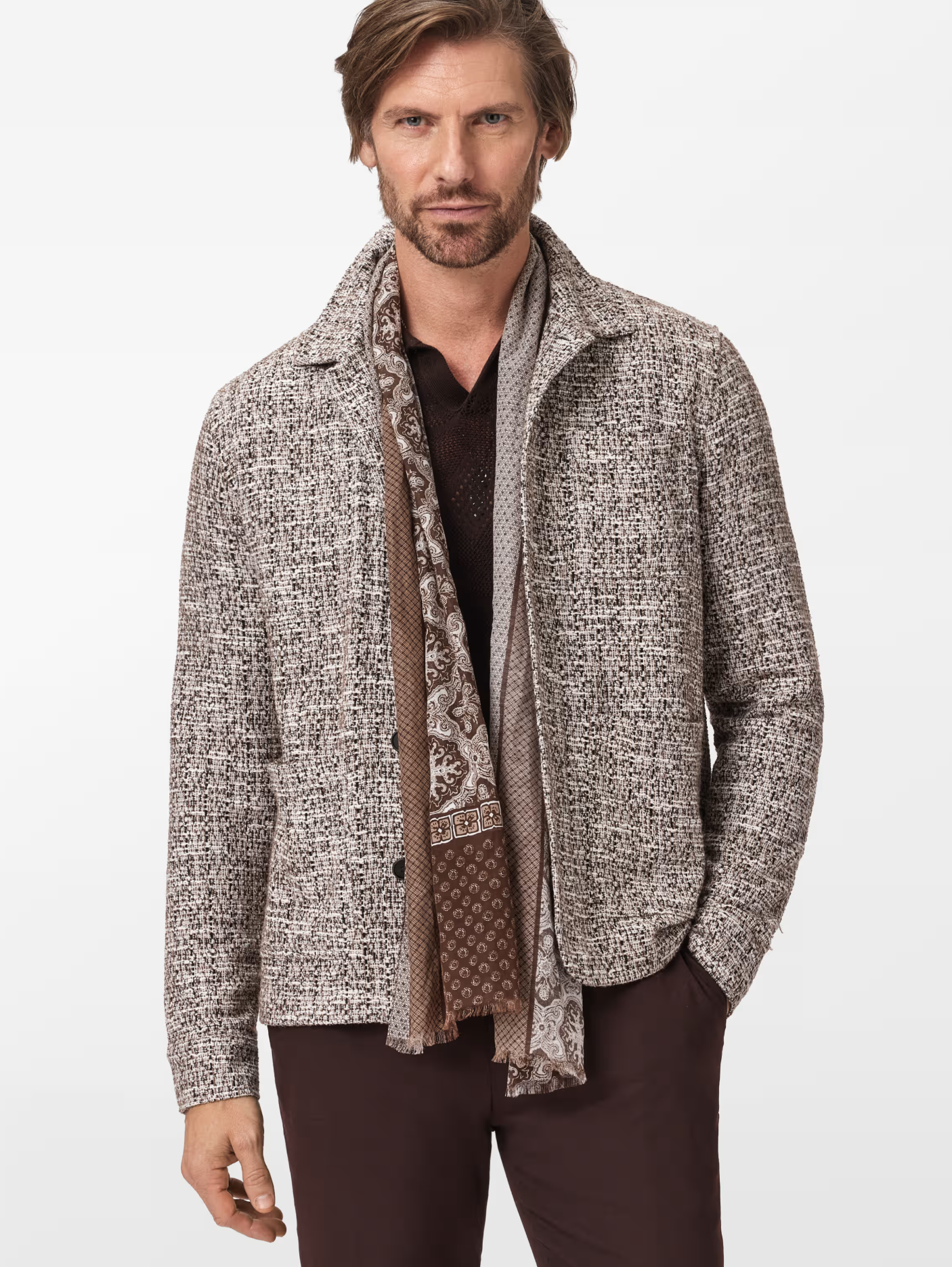 John Varvatos BOURDAIN Textured LS Jacket in Twig