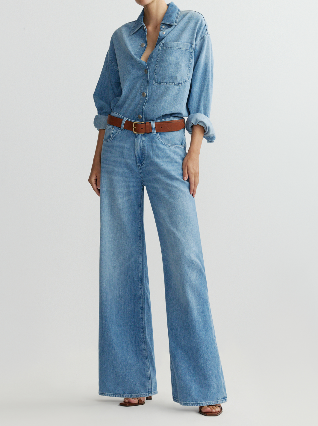 DL1961 Alex Baggy Low Rise Wide Leg Jean in Riverbank Aura