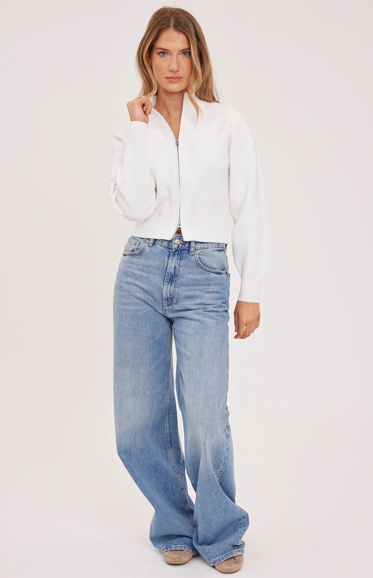 Gentle Fawn Rowan Zip Up Cardigan in White