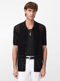 John Varvatos GINSBERG SS Shirt in Herringbone Pointelle in Black
