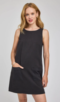 Gentle Fawn Casey Linen Mini Dress in Washed Black