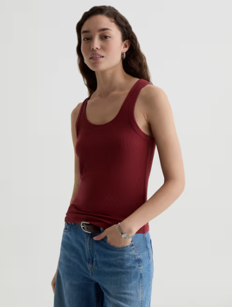 AG Ashley Rib Knit Tank in Adobe Clay