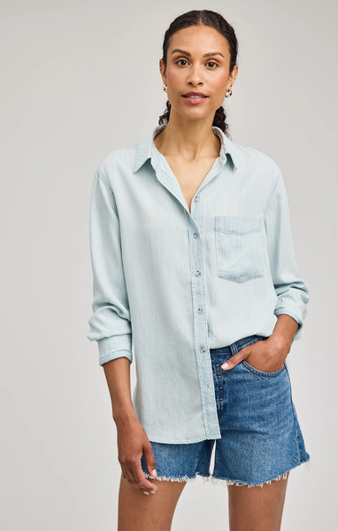 Gentle Fawn Ozzy Tencel L/S Button Up Top in Blue Stripe