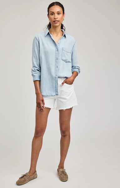 Gentle Fawn Ozzy Tencel L/S Button Up Top in Light Blue