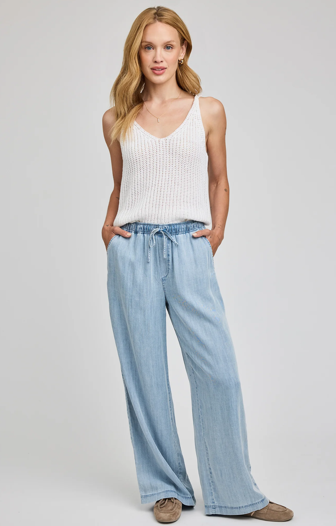 Gentle Fawn Camille Tencel Pant in Light Blue