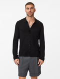 John Varvatos SORRENTI Sweater Shirt with Engineered Yoke - Black