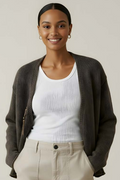 Velvet Quinnly Cotton Tape Cardigan in Spruce