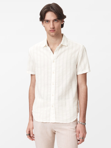 John Varvatos CARSON S/S Front Placket Shirt in White