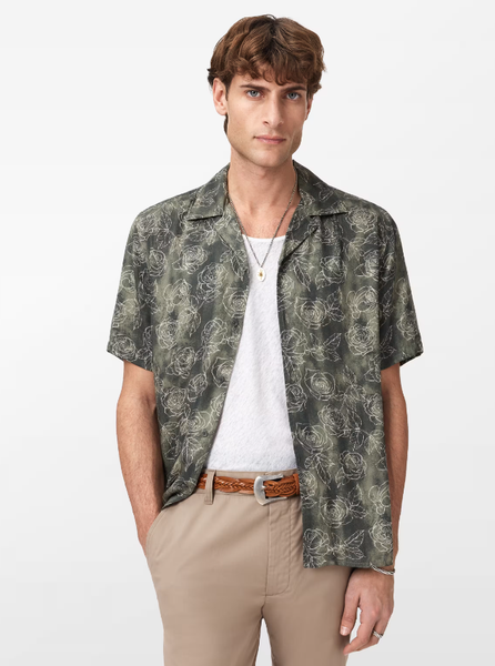 John Varvatos DAN SS Camp Shirt in Light Olive