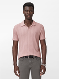 John Varvatos LEONARDO Johnny Collar Textured Polo in Pink Sand