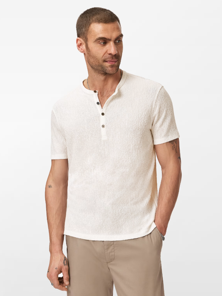 John Varvatos EGON Textured SS Henley in White