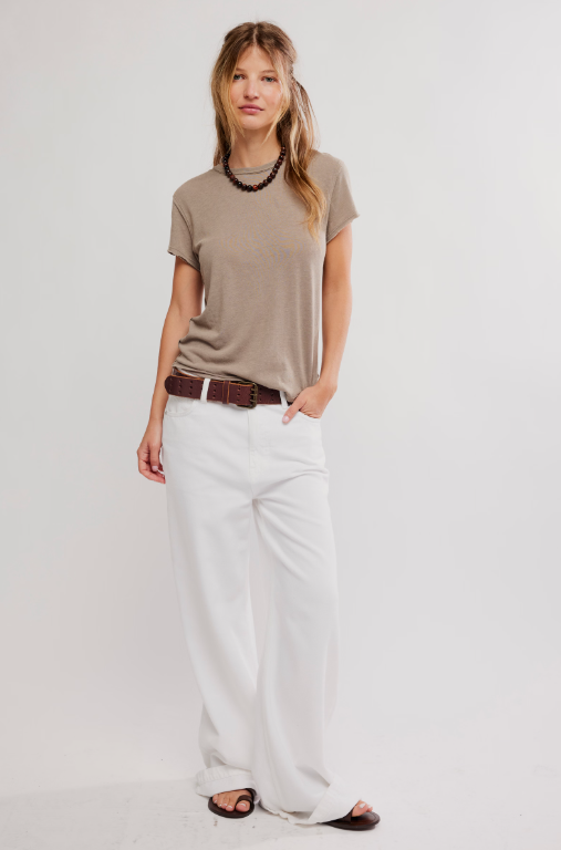 Free People Short Sleeve Nova Tee in Caiman