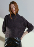 Autumn Cashmere Boxy Seamed Funnel Neck Sweater in Potpourri