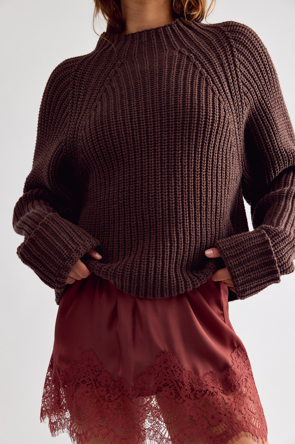 Free People Low Tide Pullover in Chocolate
