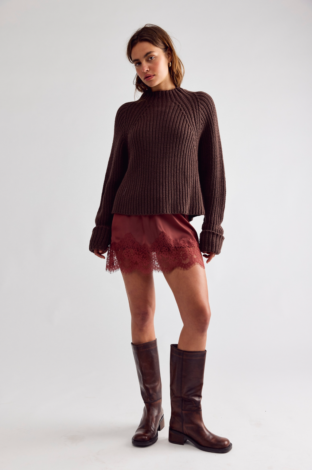 Free People Low Tide Pullover in Chocolate