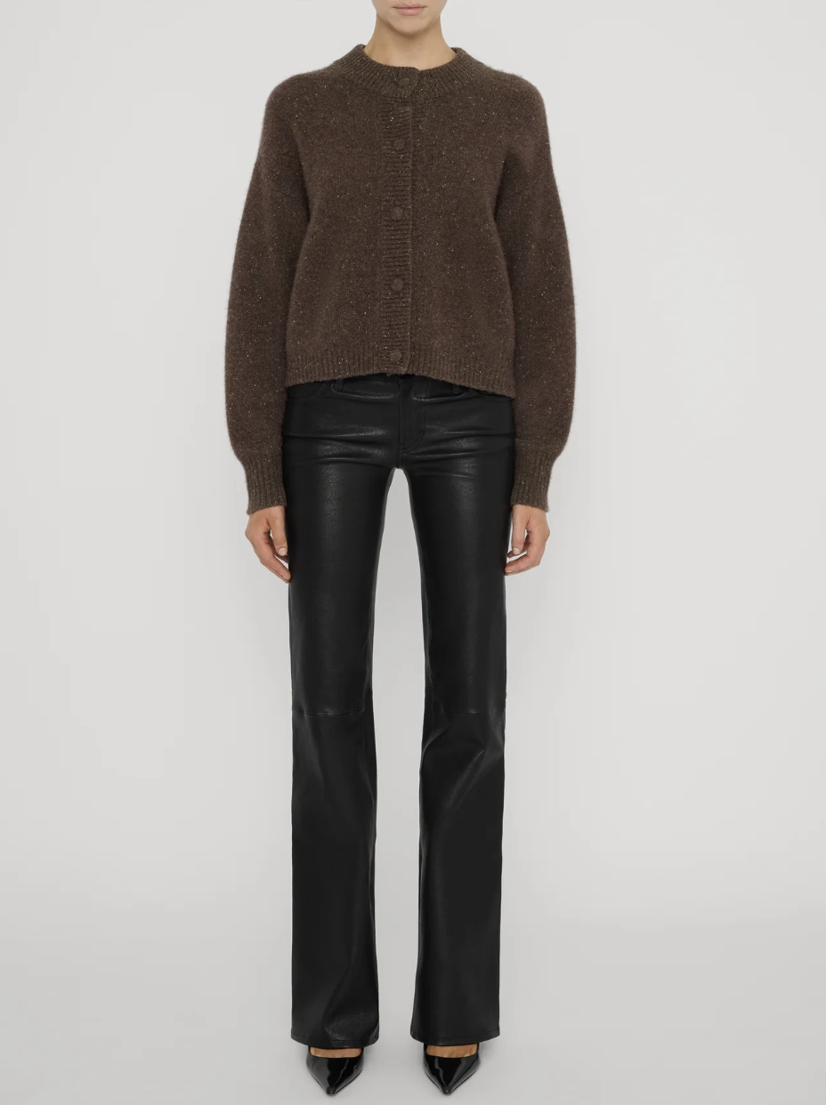 FRAME The Cashmere Fleck Cardi in Brown