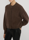 FRAME The Cashmere Fleck Cardi in Brown