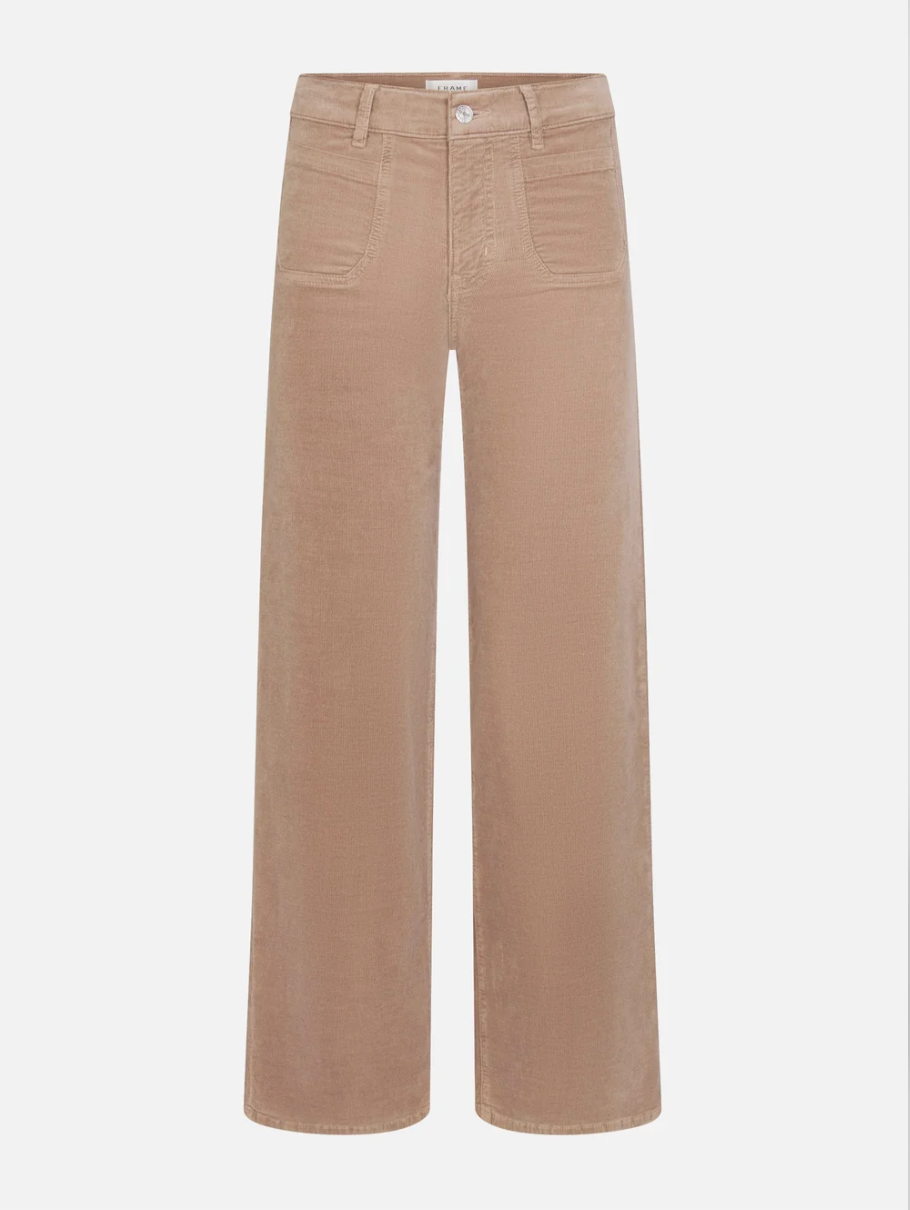 FRAME Le Slim Palazzo Modernist Pocket Corduroy in Soft Taupe