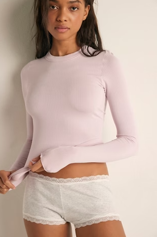 Free People So Soft Seamless Modal Long Sleeve in Orchid