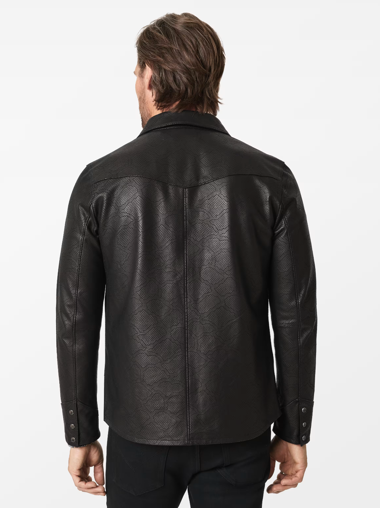 John Varvatos SAGE Leather Shirt Jacket in Black
