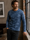 John Varvatos PEARSON LS Printed Texture Crew in Navy