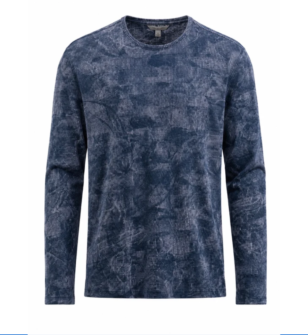John Varvatos PEARSON LS Printed Texture Crew in Navy