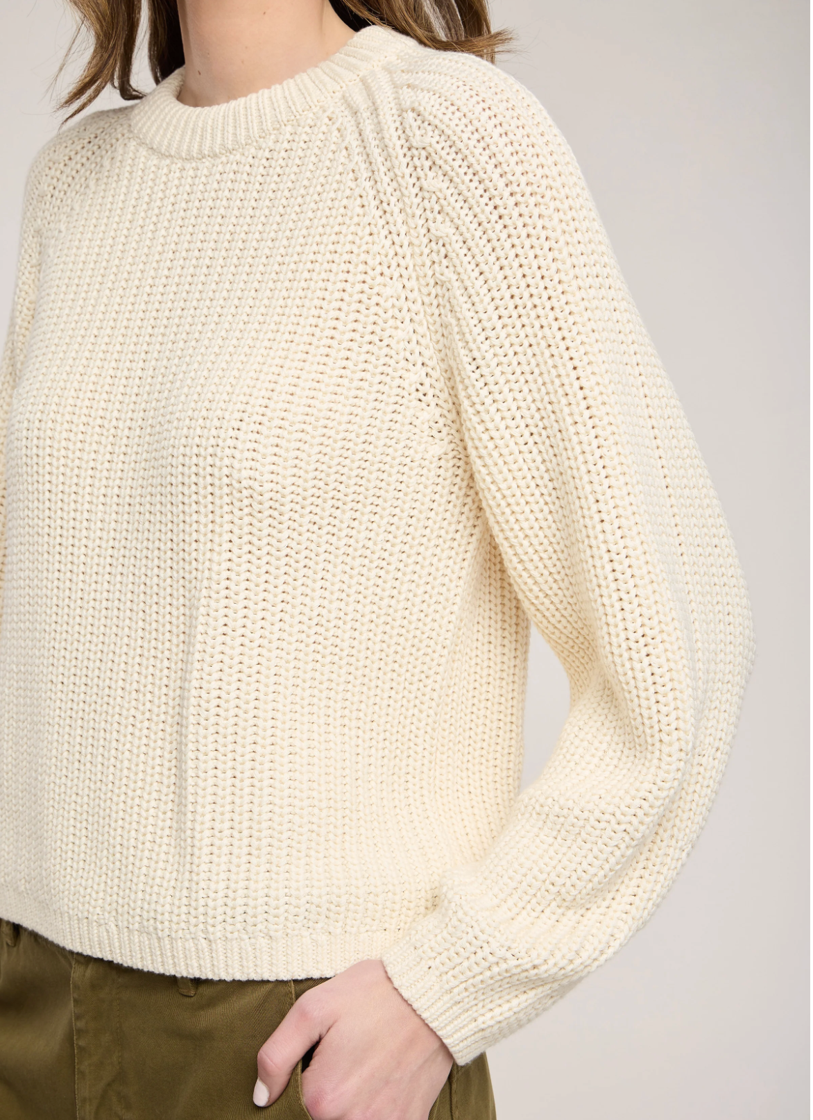 Velvet Ember Chunky Pima Cotton Sweater in Ivory