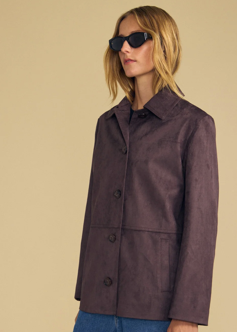 Velvet Wendolyn Faux Suede Jacket in Mole