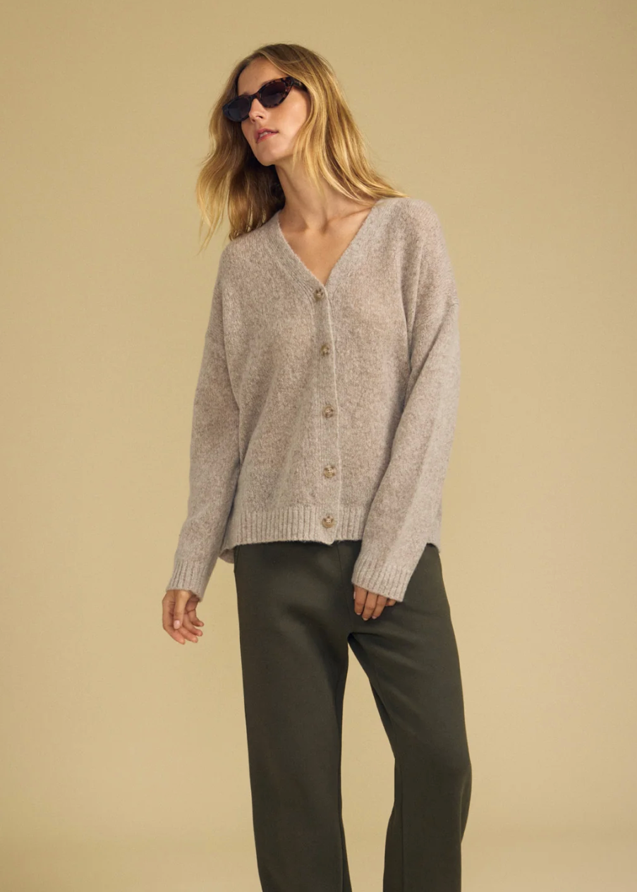 Velvet Lea Cozy Cashmere Blend Cardigan in Oatmeal