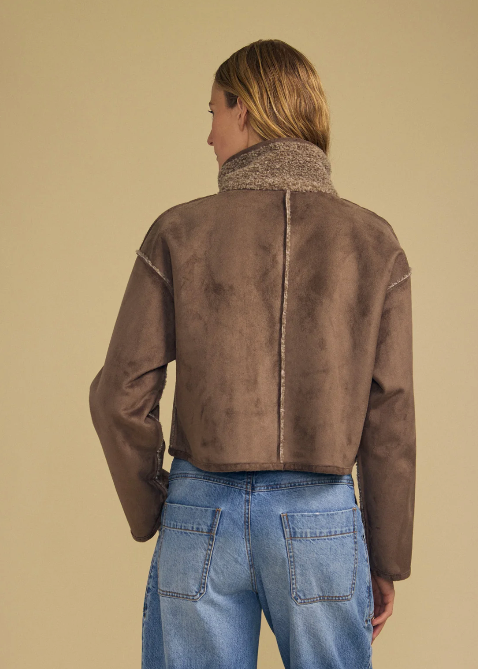 Velvet Esme Lux Sherpa Jacket in Faded Coco