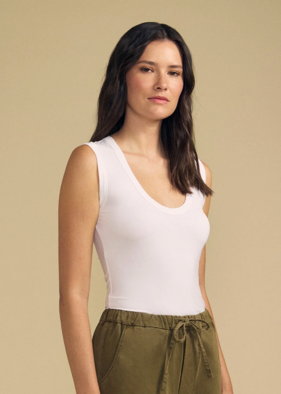 Velvet Iyla Modal Jersey Tank in White