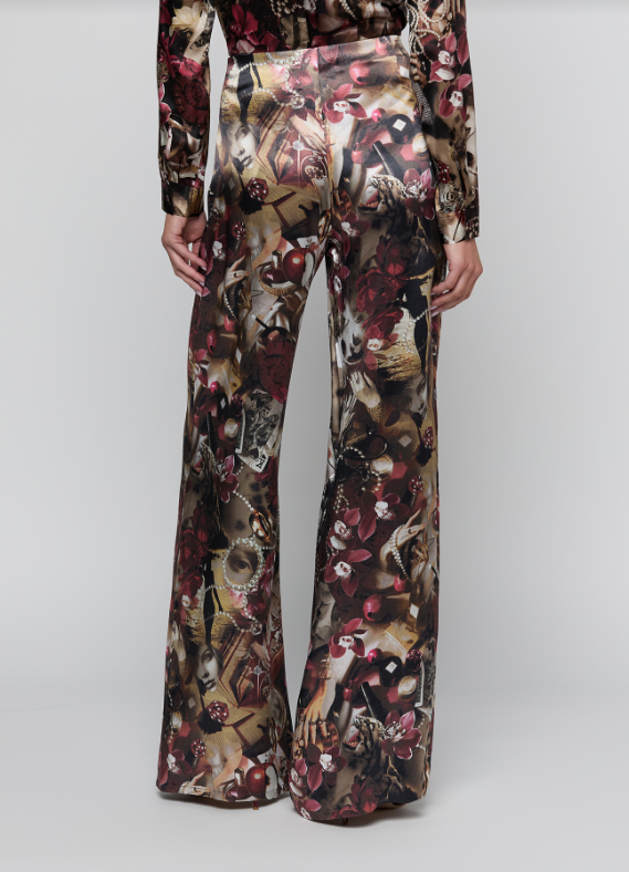 L'AGENCE Kimia Straight Leg Pant in Burgundy Multi Lux Collage