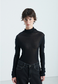 American Vintage MASSACHUSETTS Rolled Neck Tee in Black