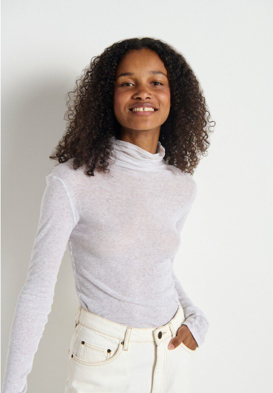 American Vintage MASSACHUSETTS Rolled Neck Tee in Heather Grey