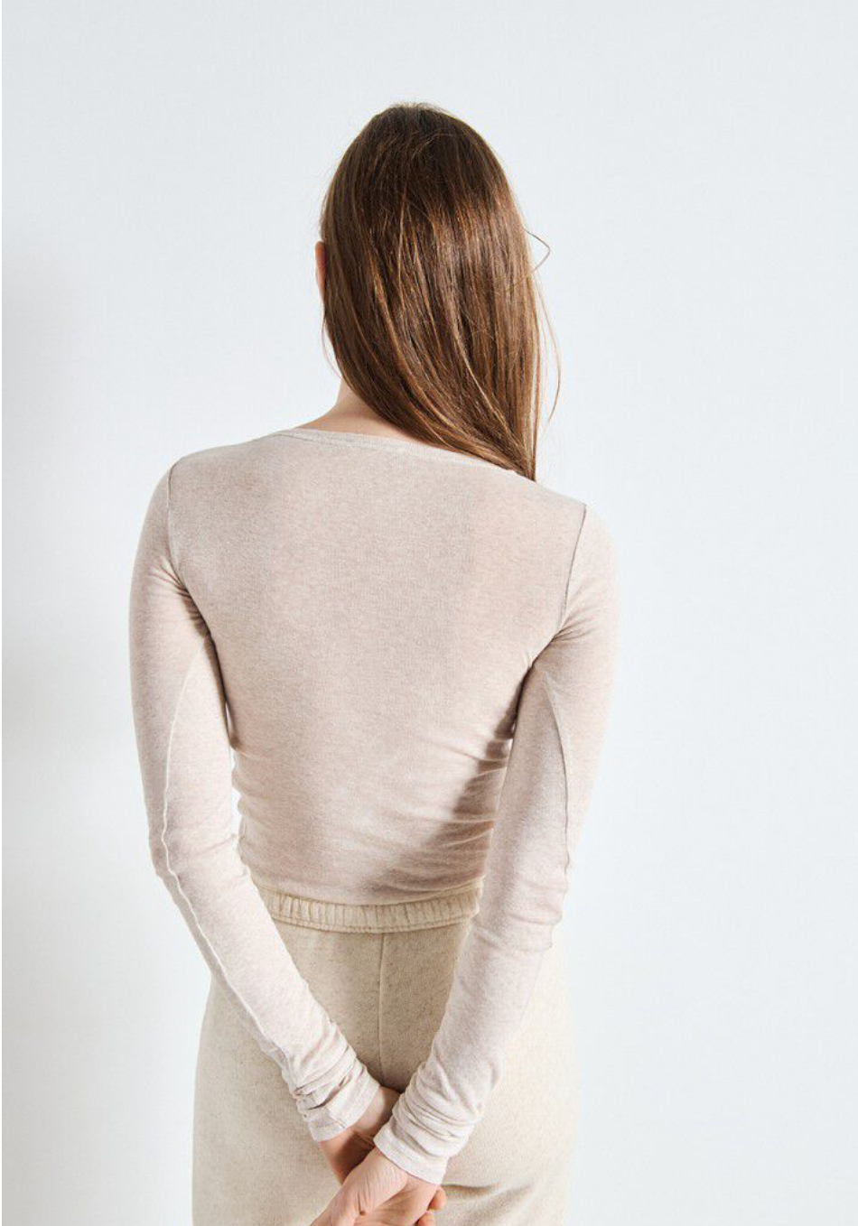 American Vintage MASSACHUSETTS Long Sleeve Tee in Cream Melange