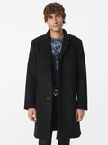 John Varvatos RHETT Wool Coat with Hidden Button Placket in Black