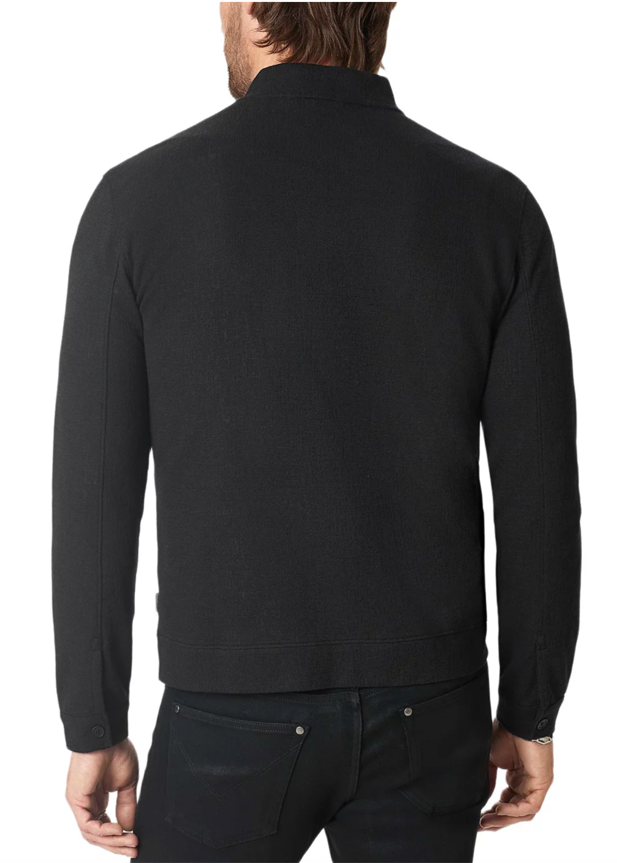 John Varvatos KENDALL Baseball Collar Full Zip Jacket in Black