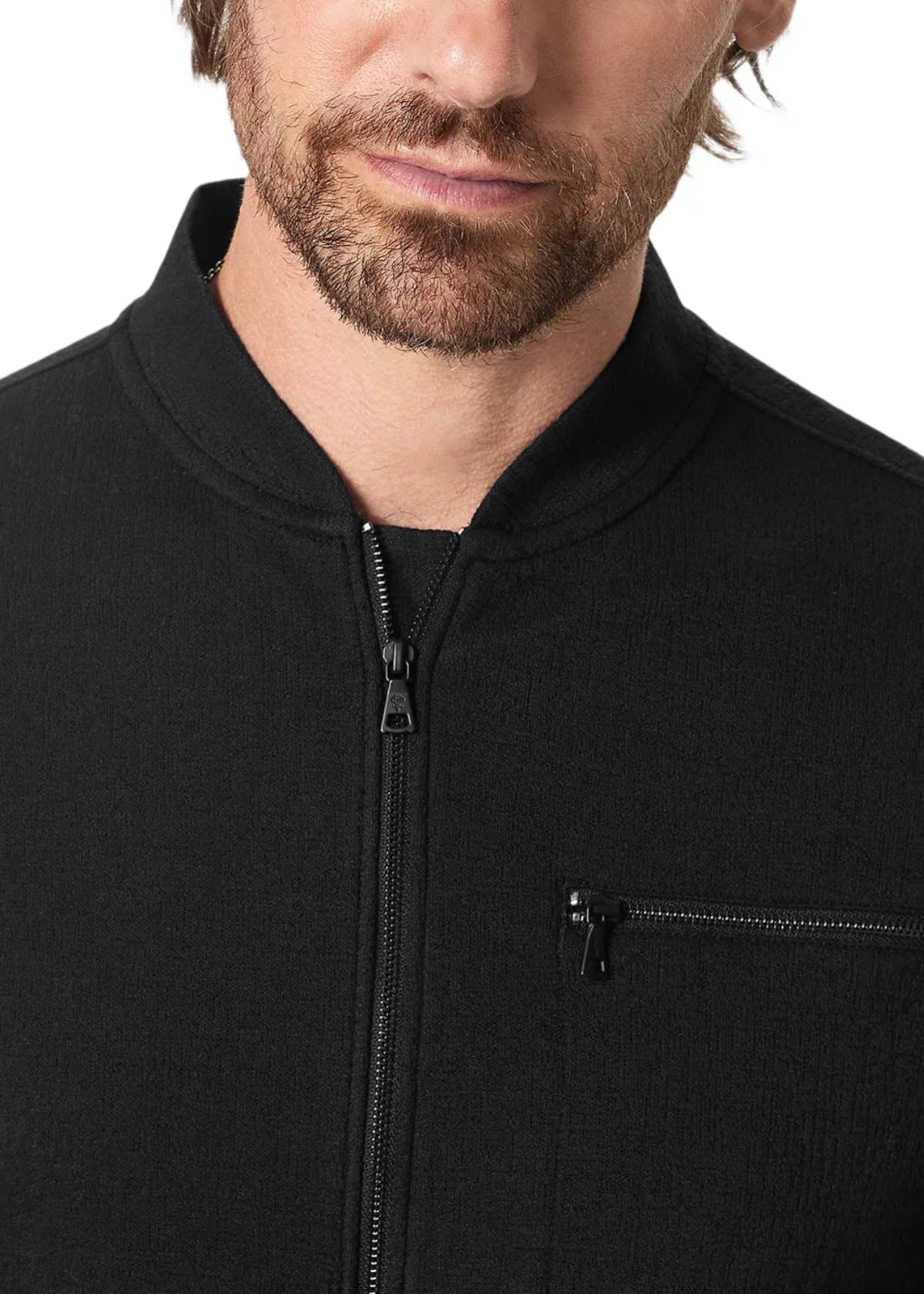 John Varvatos KENDALL Baseball Collar Full Zip Jacket in Black
