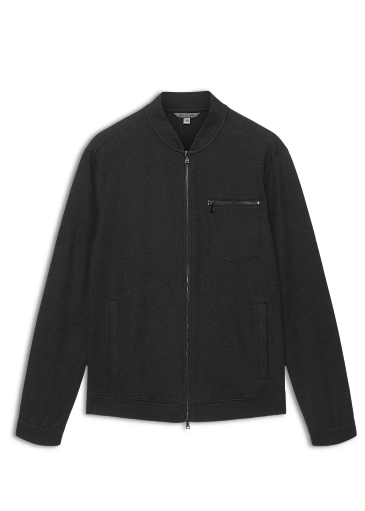 John Varvatos KENDALL Baseball Collar Full Zip Jacket in Black