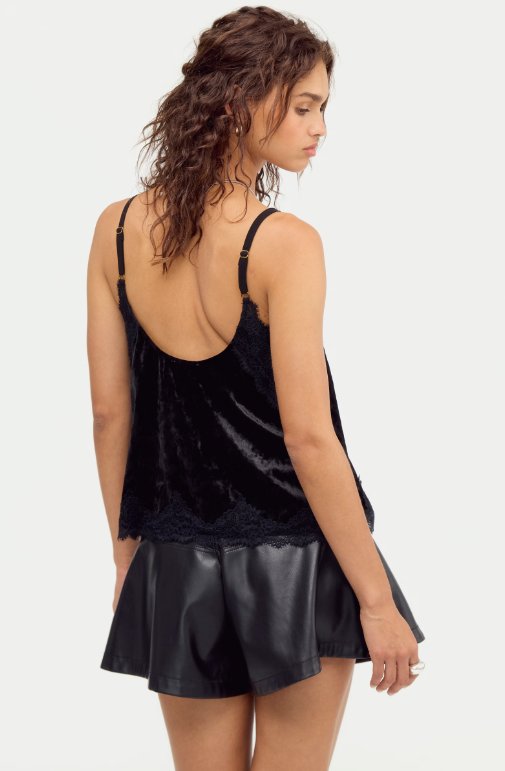 Free People Date Night Ready Tank in Charcoal Velvet
