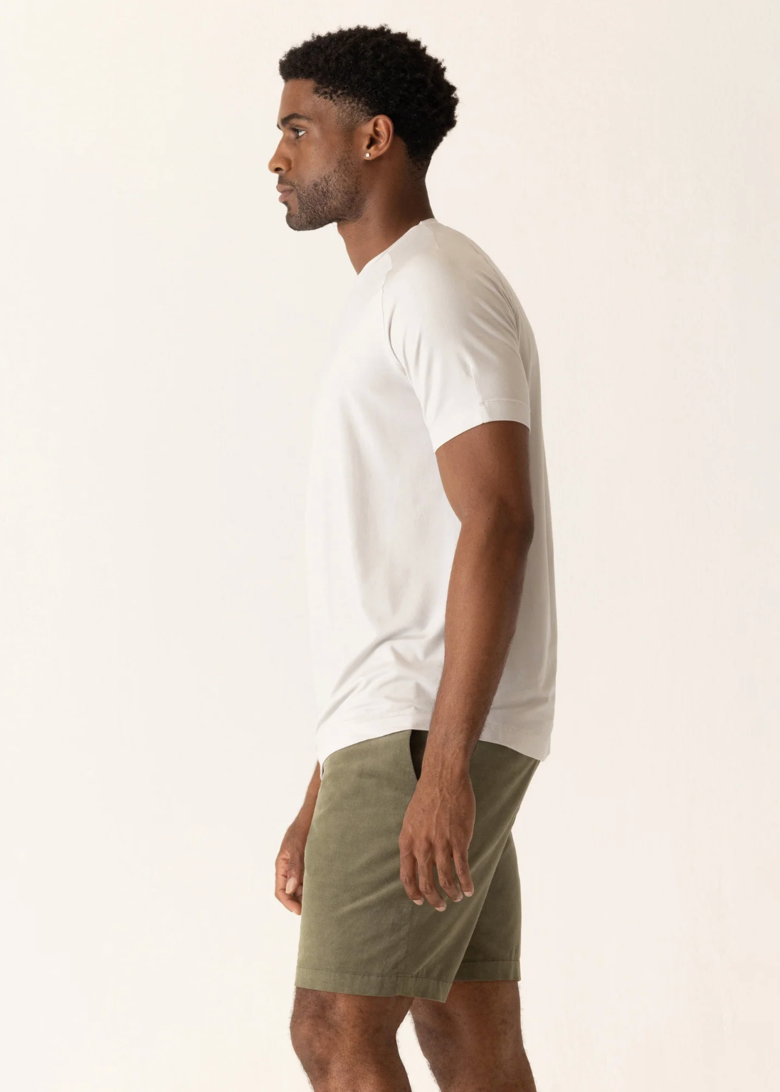 DEKE SS Raglan Scallop Crew T-Shirt in Soft Techno Jersey - Stone